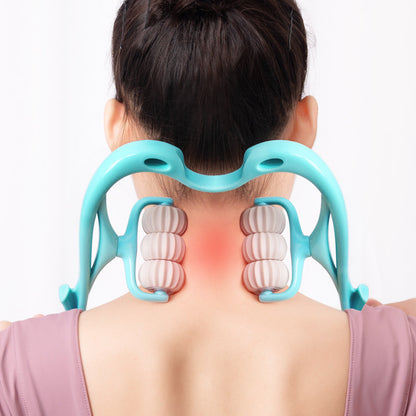 manual six wheel neck massager for deep tissue relief