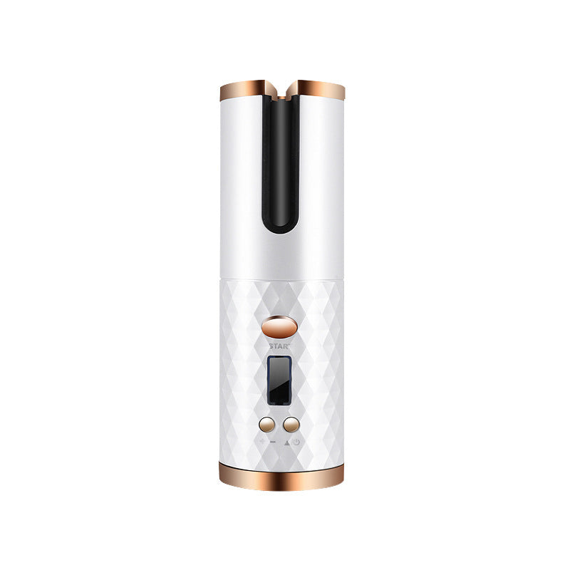 White and rose gold electronic device on a white background