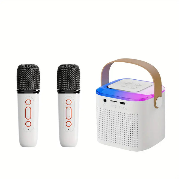 Wireless Karaoke Machine with 2 Mics, Bluetooth Speaker, RGB Lights | Portable Home Party System
