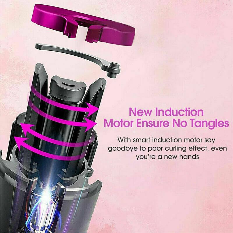 Rechargeable Automatic Hair Curler for Women | Cordless Ceramic Rotating Curling Iron with LCD Display, Anti-Tangle Protection & Adjustable Temperature