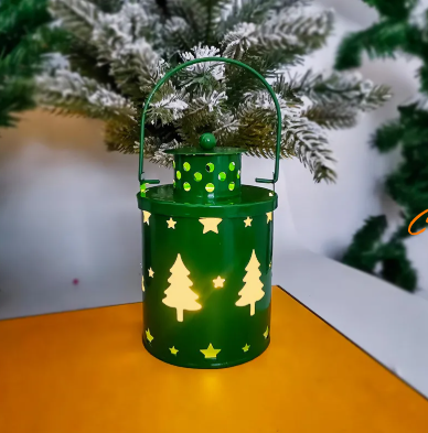 Christmas LED Candle Lantern – Nordic Style Decorative Wind Light, Battery Operated Metal Lantern for Holiday, Home & Table Decoration