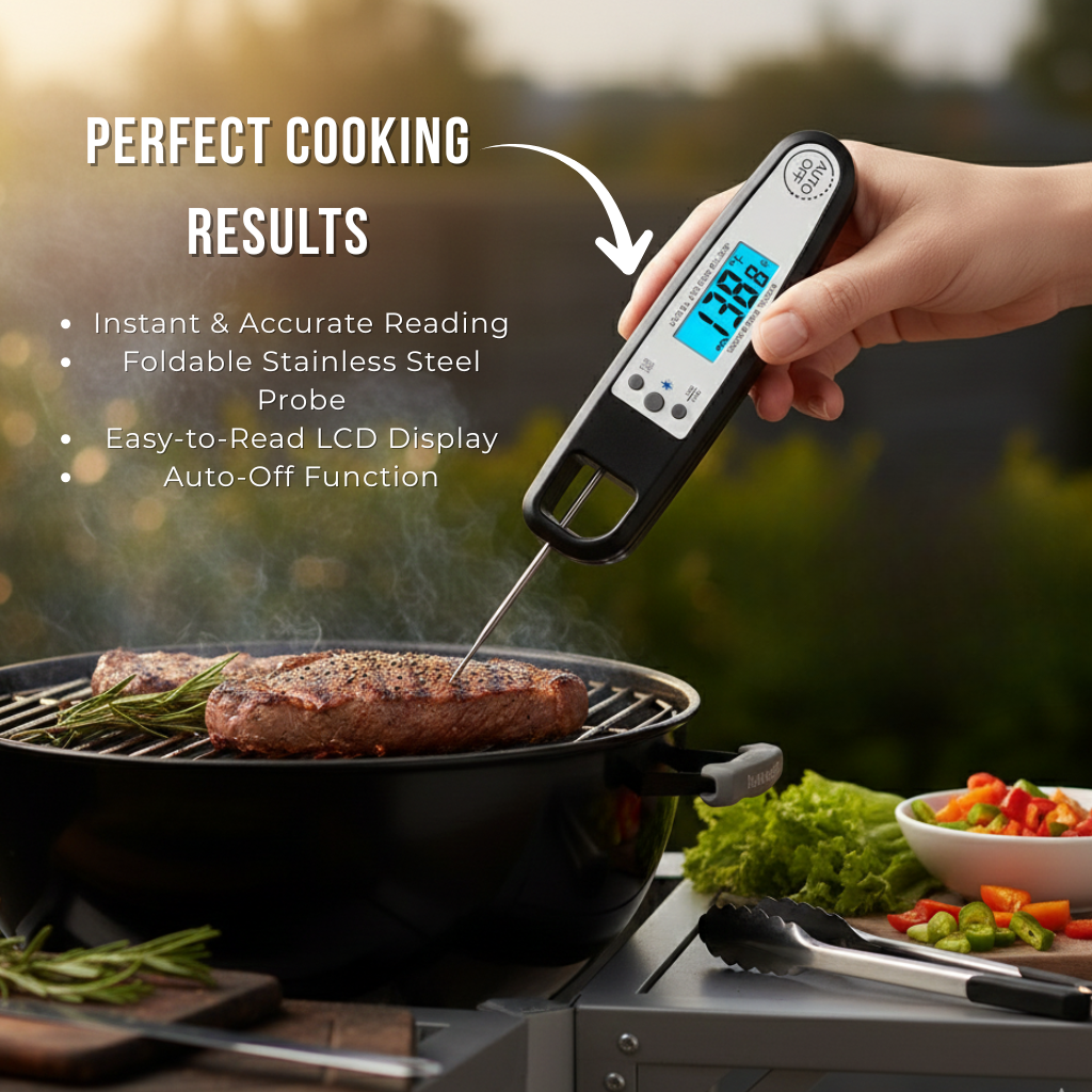 Digital Food Thermometer with Instant Read, High Precision for Cooking, Meat, Candy, and Liquids
