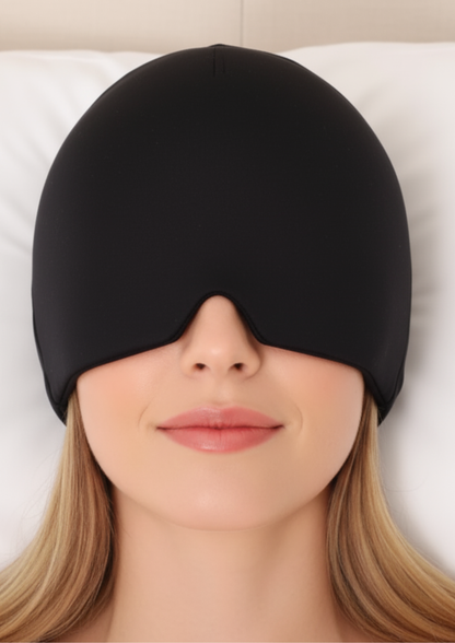 Migraine Relief Hat - 360° Cold Therapy Ice Pack for Headaches & Puffy Eyes