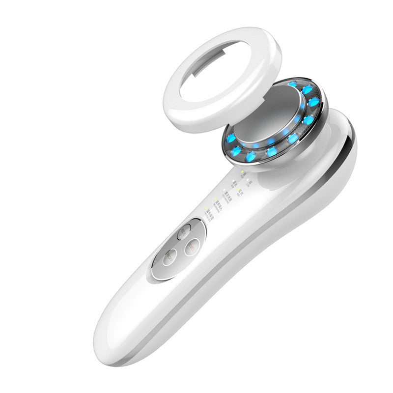 Facial Massager with Red and Blue Light Therapy – Silver Model