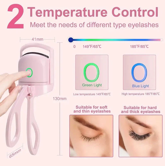 Heated Eyelash Curler Electric Temperature Control Portable USB Rechargeable