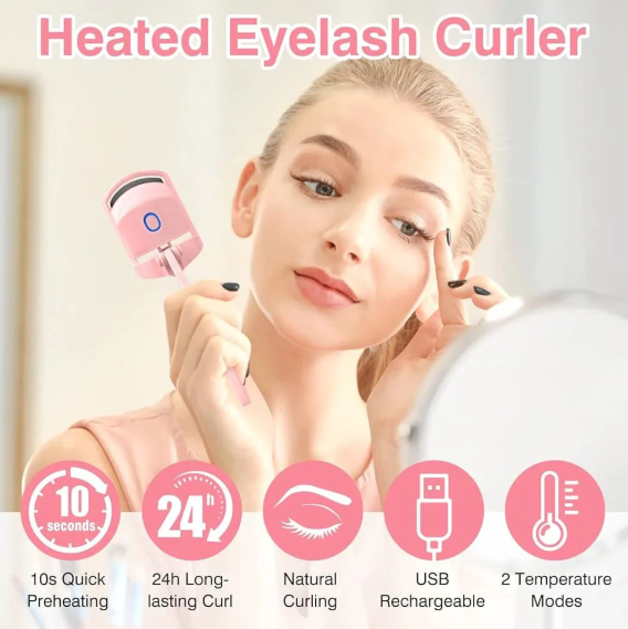Heated Eyelash Curler Electric Temperature Control Portable USB Rechargeable