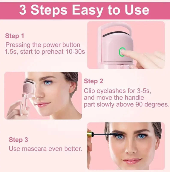 Heated Eyelash Curler Electric Temperature Control Portable USB Rechargeable
