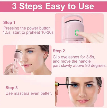 Heated Eyelash Curler Electric Temperature Control Portable USB Rechargeable