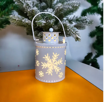 Christmas LED Candle Lantern – Nordic Style Decorative Wind Light, Battery Operated Metal Lantern for Holiday, Home & Table Decoration