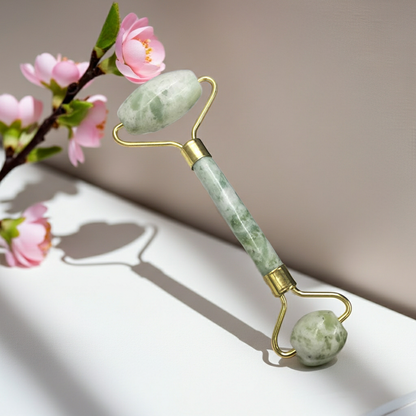Natural Jade Face Roller for Puffiness Reduction and Lymphatic Drainage