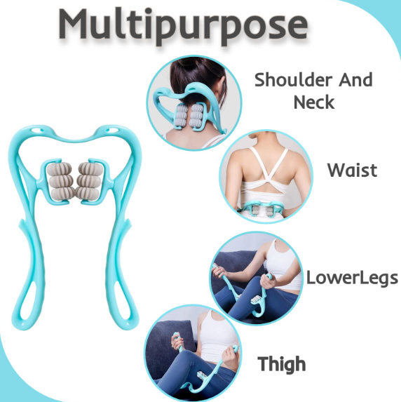 Multifunctional Manual Six-Wheel Neck Massager | Deep Tissue Neck and Shoulder Massage Roller with 360° Rotating Balls for Pain & Stiffness Relief