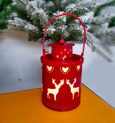 Christmas LED Candle Lantern – Nordic Style Decorative Wind Light, Battery Operated Metal Lantern for Holiday, Home & Table Decoration